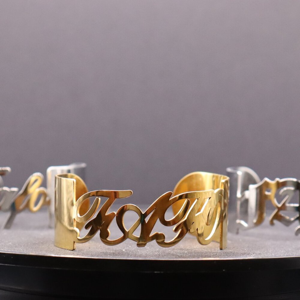 FAFO Script Cuff Bracelet – Gold Edition 💛💥 - Picture 3 of 3